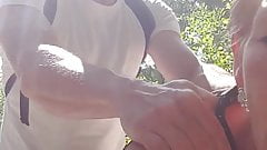 Granny fucked doggy outdoor