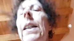 Horny granny sucks and rides Cowgirl